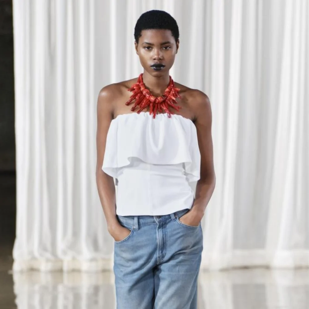 ZARA STRAPLESS TOP WITH RULLE DETAILL - Picture 7 of 7